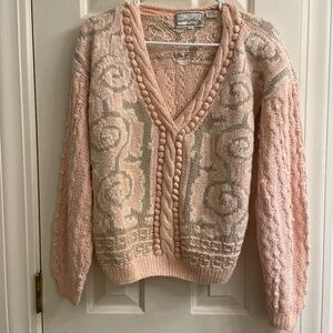 Vintage Needleworks Light Pink Hand Knit Sweater